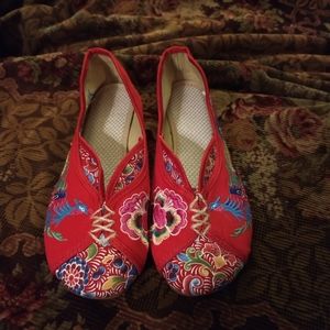 Red Embroidered Shoes